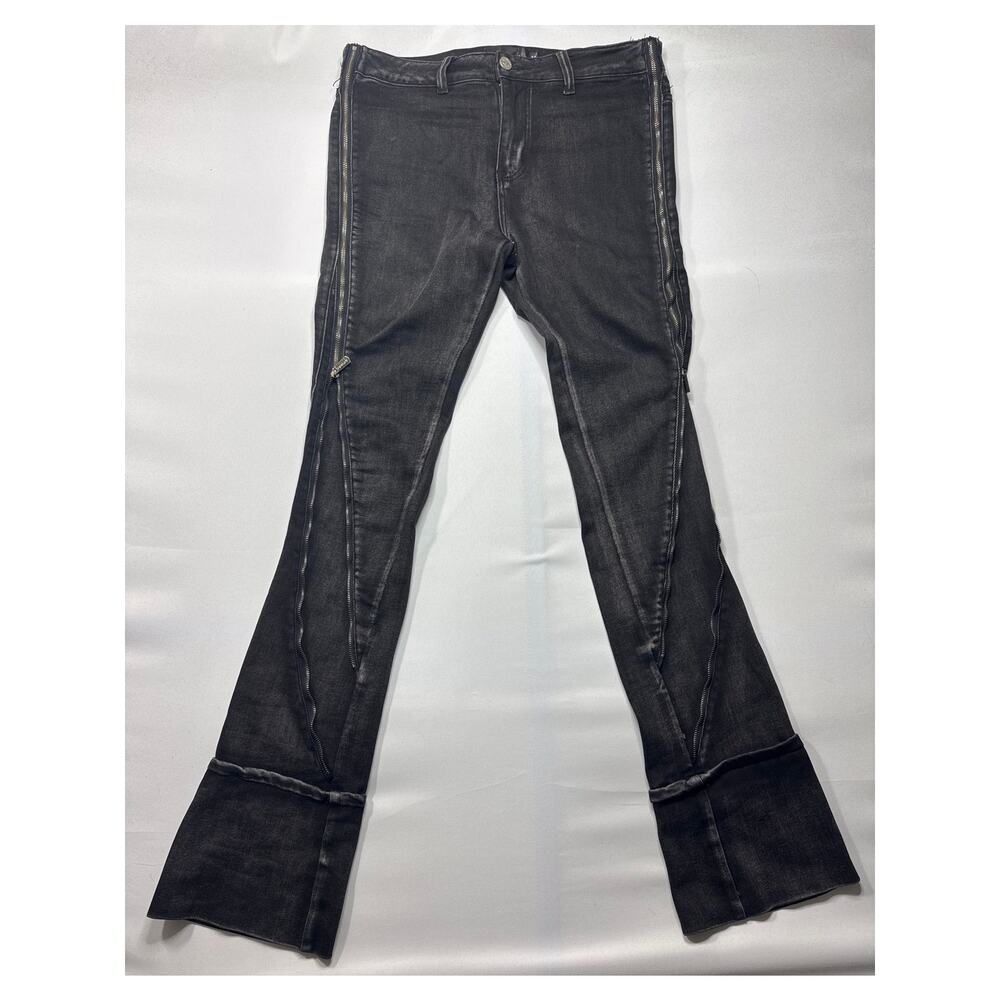 Guapi Men's Stacked Skinny Bootcut Zipper Detail Black Jeans - Size 34 (36x38)